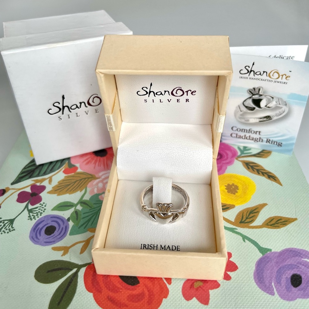 Shanore Sterling Silver “Comfort Fit” Irish Claddagh Ring NEW IN BOX